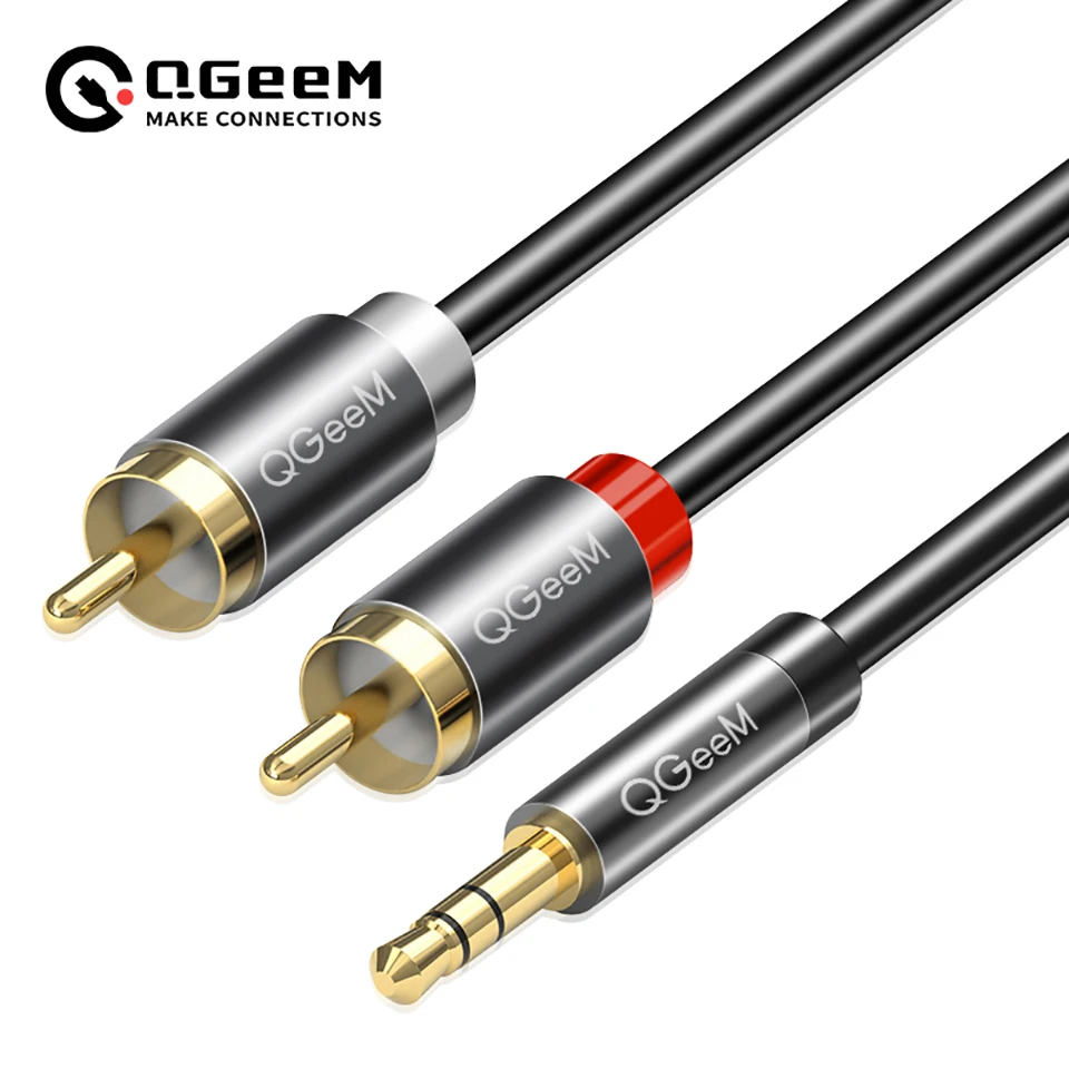 Home Cinema Beamer - QGeeM RCA-kabel 2RCA naar 3.5 audio-kabel