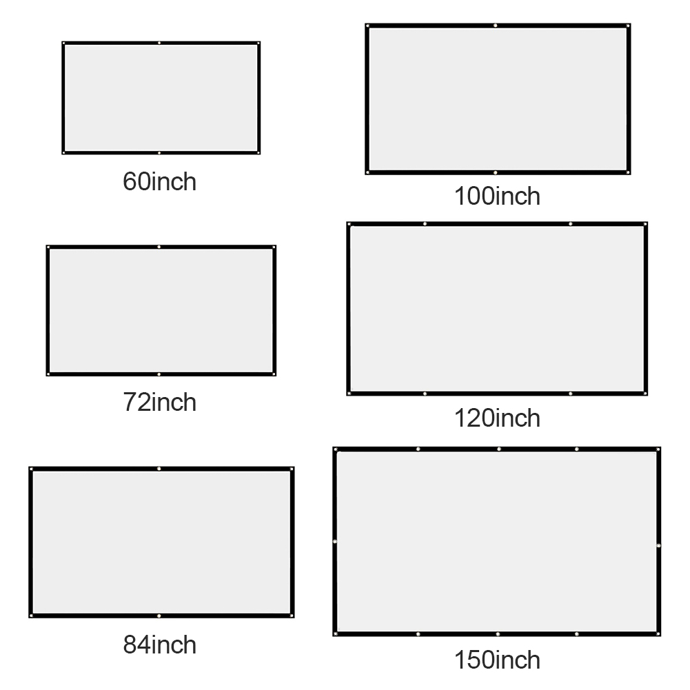 Home Cinema Blanc - Draagbaar Projectorscherm Eenvoudig Gordijn Anti-Licht 60/70/80/100/120