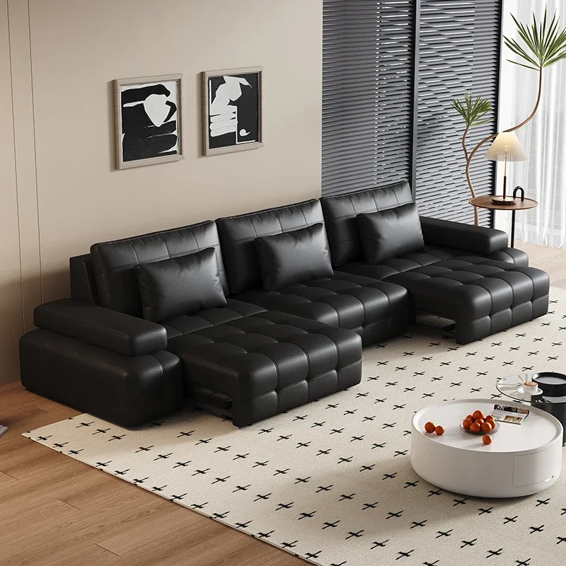 Home Cinema Interiors - Minimalistische uittrekbare relaxfauteuil, crèmekleurig, 3-zits bank,