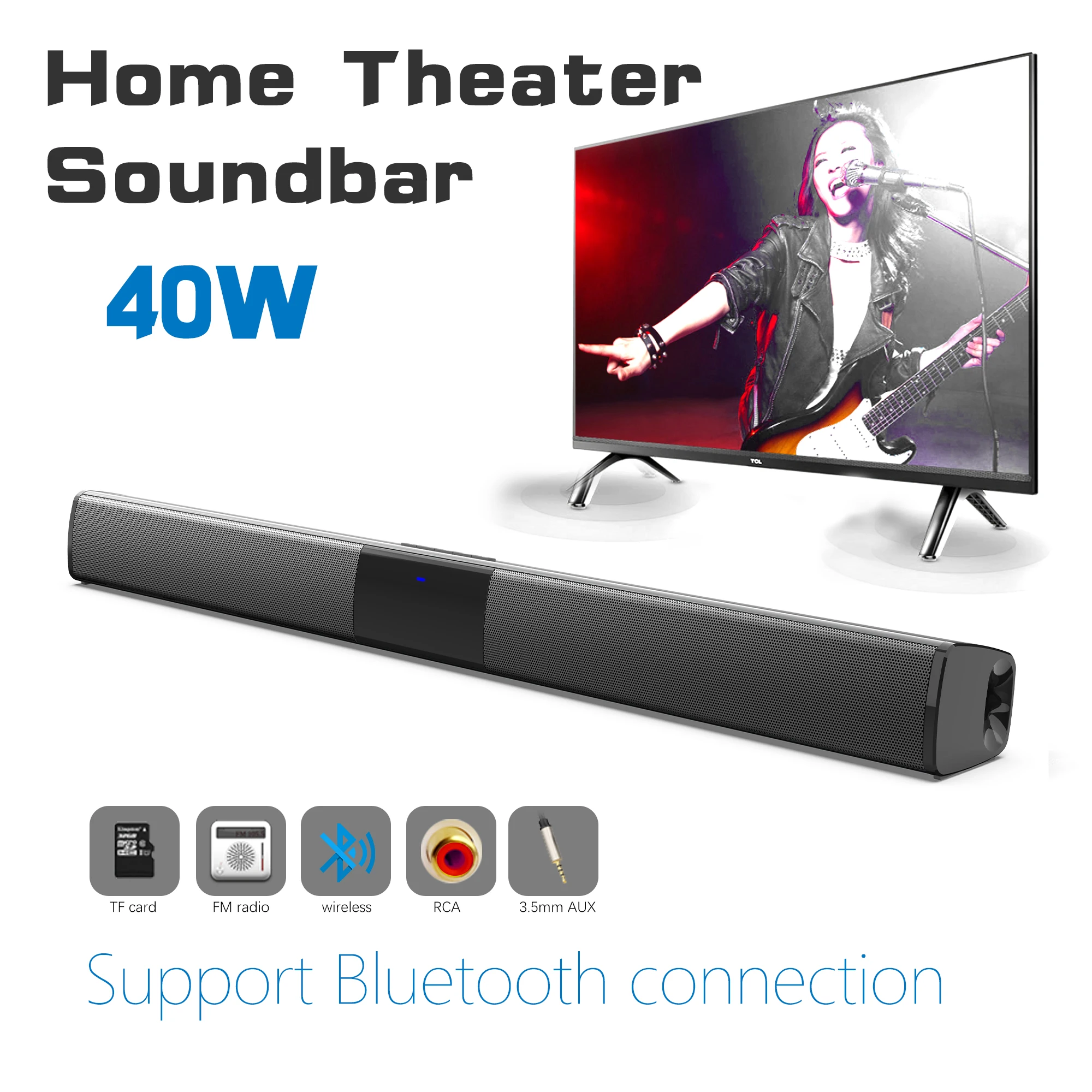Home Cinema Complet - 40W High Power Soundbar voor TV
