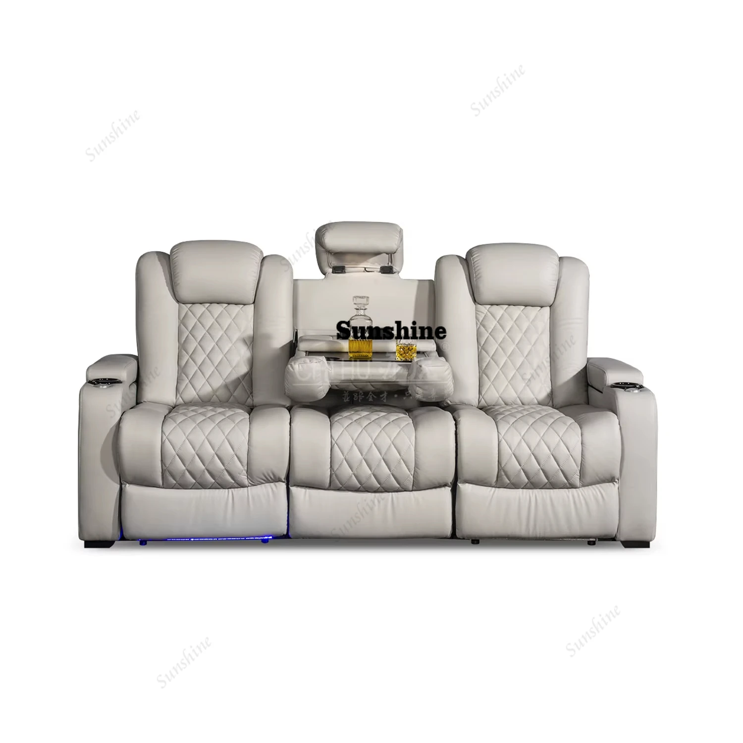 Home Cinema Interiors - Witte kleur 3-zits elektrische bioscoopbank Home