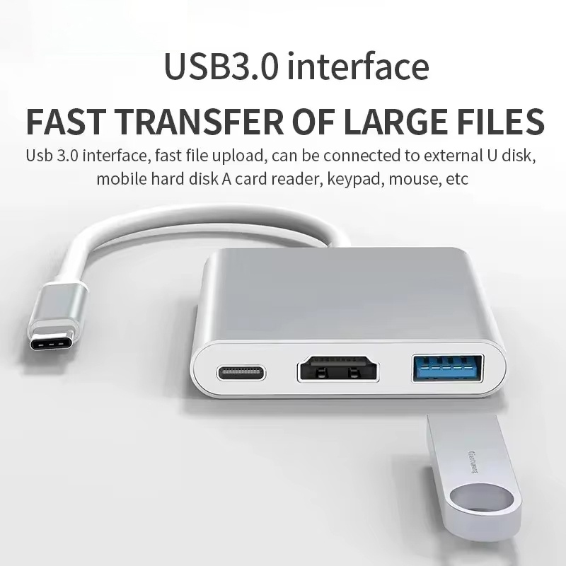 Home Cinema Usb - 3-in-1 Type-C naar HDMI-compatibele adapter USB