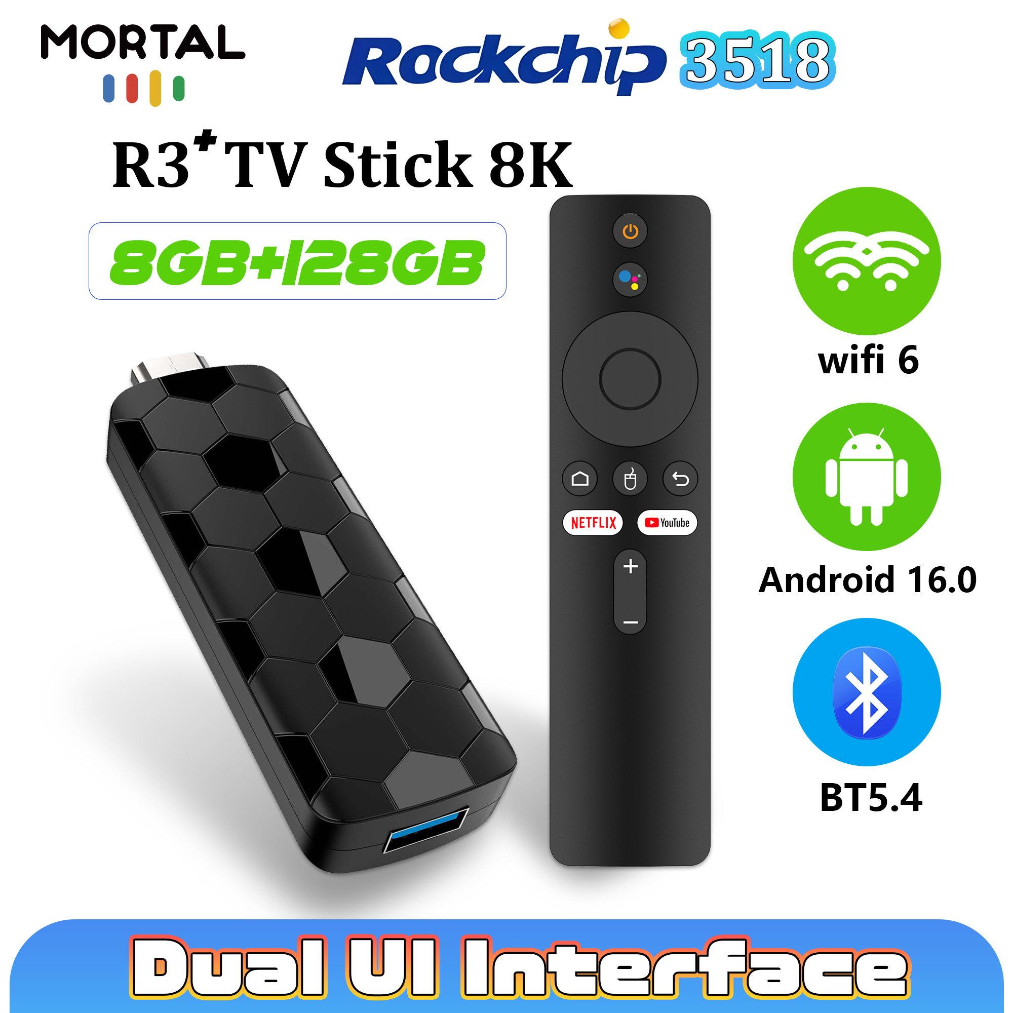 Mortal R3+ TV Stick Android 16 - Home Cinema Complet recensie en prijs