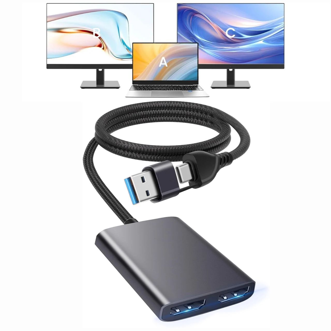 USB C/A 3.0 naar dubbele HDMI- - Home Cinema Usb recensie en prijs