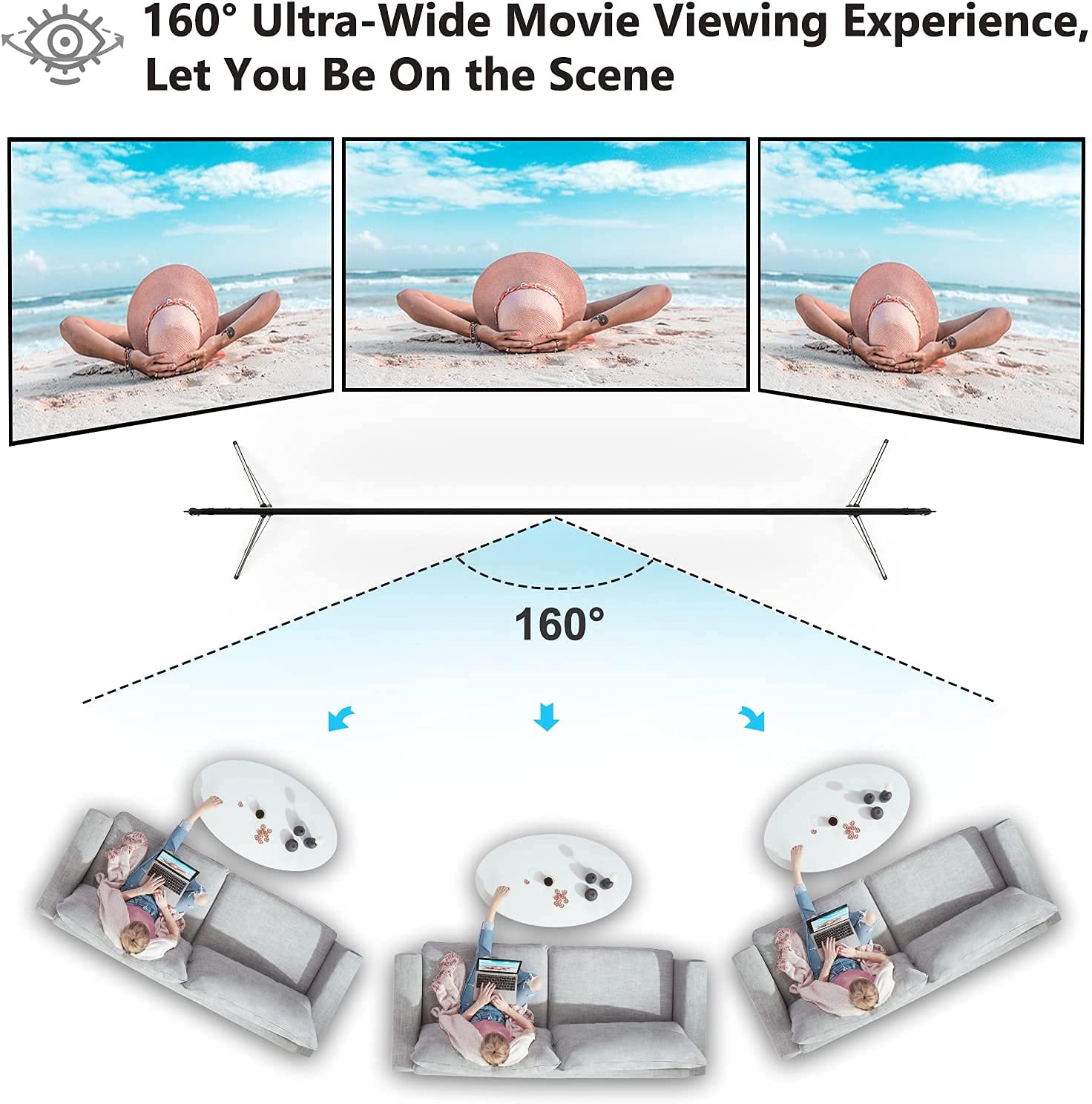 120 inch draagbaar projectorsc - Home Cinema Blanc recensie en prijs